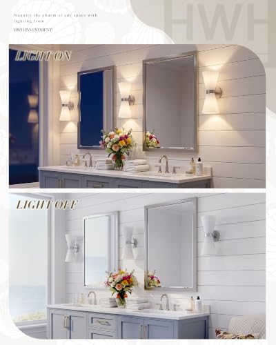 Image of HWH 2-Light 14.3-Inch Bathroom Vanity Wall Sconce Light, 5HZG97B-2W BN