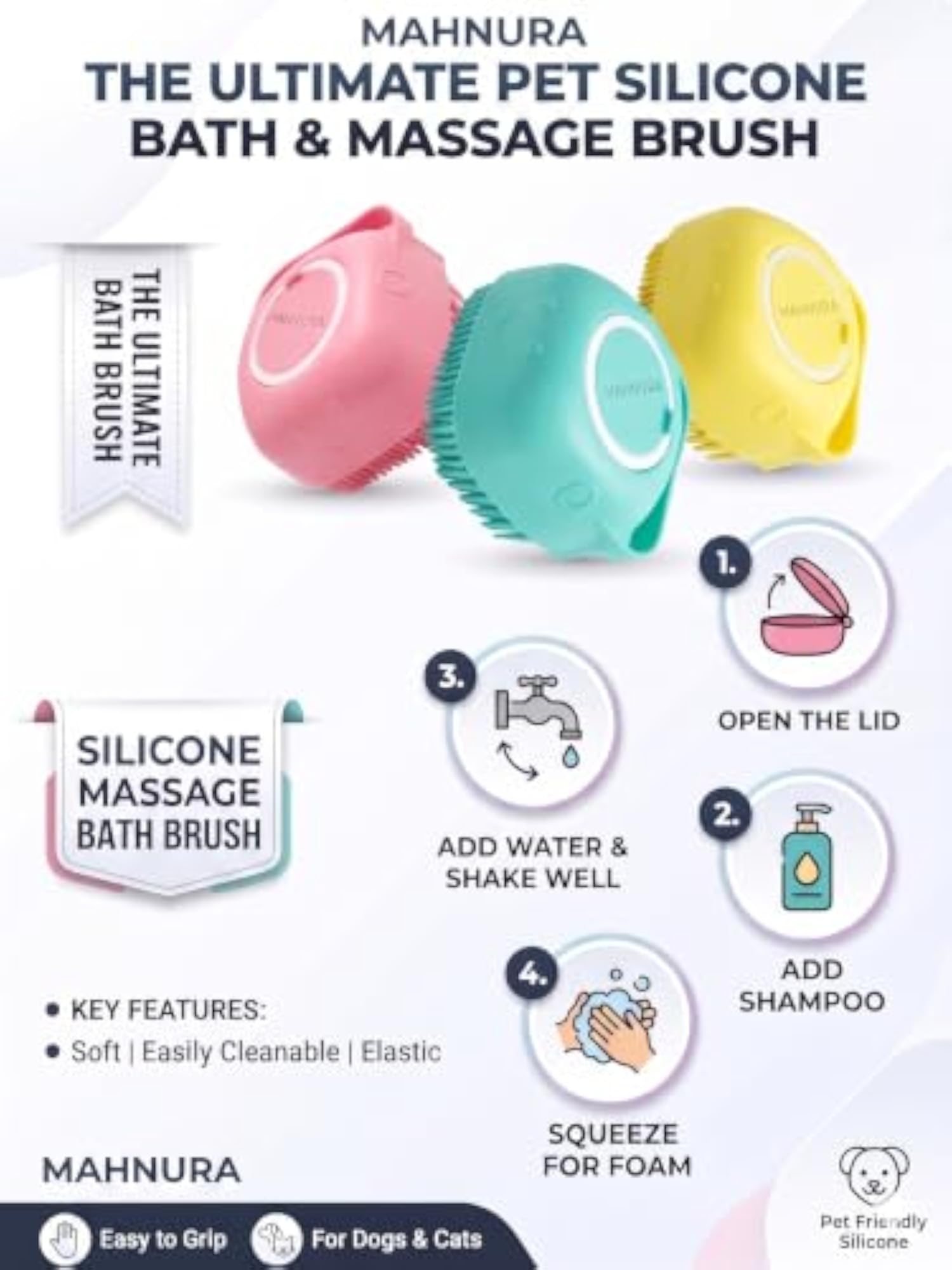 Silicone Bath & Massage Brush with Shampoo Dispenser