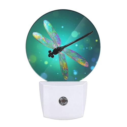 Image of EKOBLA Dragonfly Night Light, Fantasy Green Dragonfly Night Lights Plug Into Wall with Dusk to Dawn Light Sensors for Bedroom, Bathroom, Hallway, Kitchen