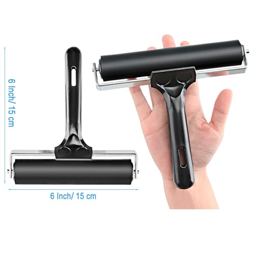 Image of Yorwe Rubber Roller, Brayer Ideal for Anti Skid Tape Construction Tools, Print, Ink and Stamping Tools(2.5 & 4 & 6-Inch, Black)