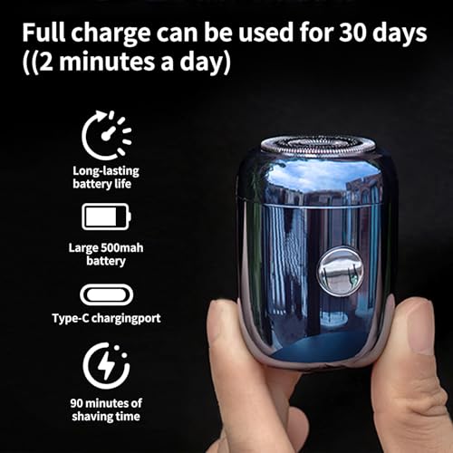 SOUJCEN Mini barbeador elétrico para homens, corpo de liga, cabeça de barbear flutuante 3D, carregam