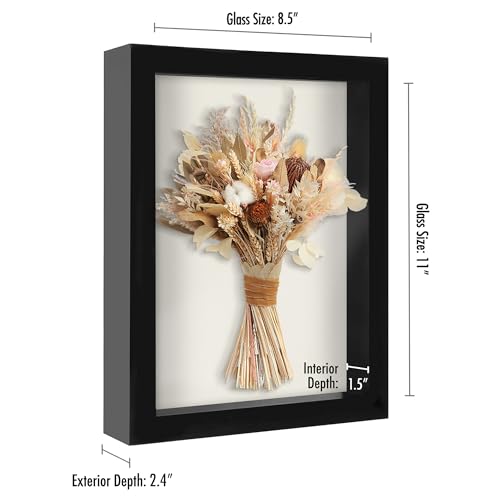 Americanflat 8.5x11 Shadow Box Frame with Shatter-Resistant Glass - Silhouette Collection - Large Shadow Box Display Case for Tabletop and Wall Display - Black with Soft Felt Back by Americanflat - Image 2