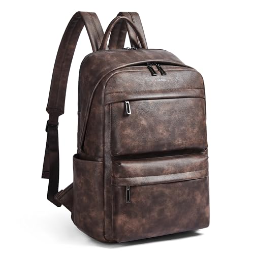 tiamyi Sac à dos en cuir pour ordinateur portable pour femme, grand sac à dos tendance avec compartiment pour ordinateur portable pour le travail, les...