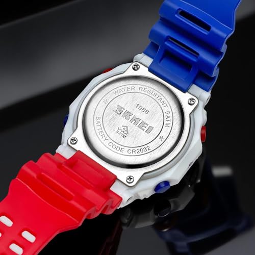 SKMEI Men's Top Brands Digital Mens Watch, Black Dial ABS Case, TPU Rabber Band, Waterproof Electronic WristWatches Fashion PU Band Sports Watch relogio Masculino Sport Watch Men-1988