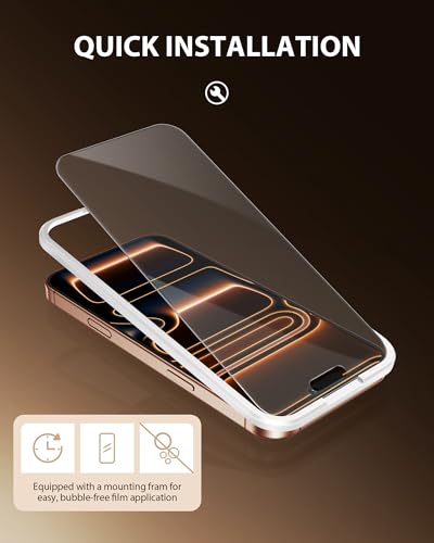 Image of PDDKISS 2 Pack Screen Protector for iPhone 17 Pro Max (2025) 6.9 inch Shatterproof Tempered Glass Edge Coverage