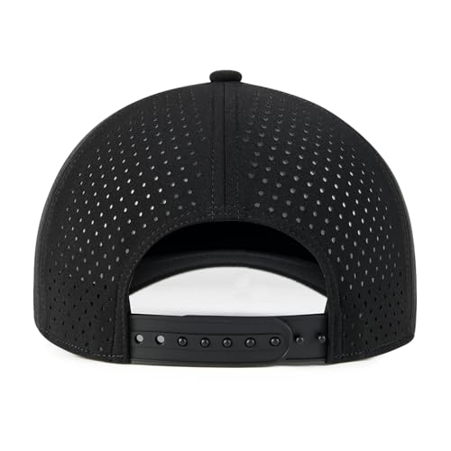 BOTVELA Men Adjustable Snapback Baseball Cap Vented Performance Laser Cut Mesh Hat (Black) - Image 3