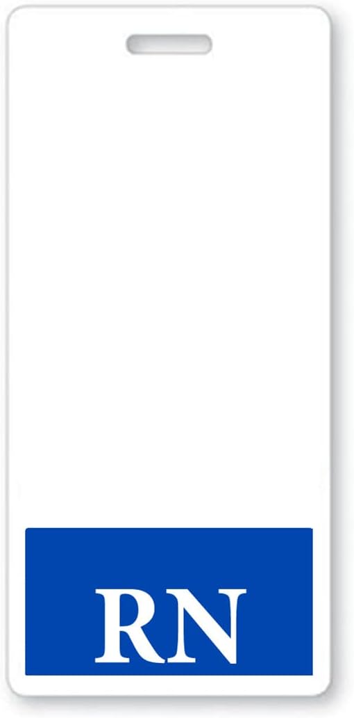 Bulk 50 Pack - RN Registered Nurse Vertical Hospital ID Badge Buddies for Nurses with Blue Background by Specialist ID