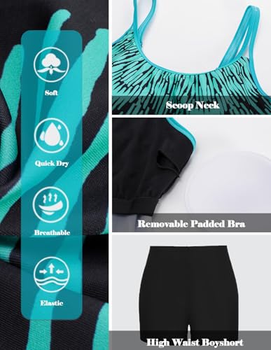 Hanna Nikole Damen Bauchweg Bademode Große Größe Tankini Hohe Taille Badeshorts Blau 56 4
