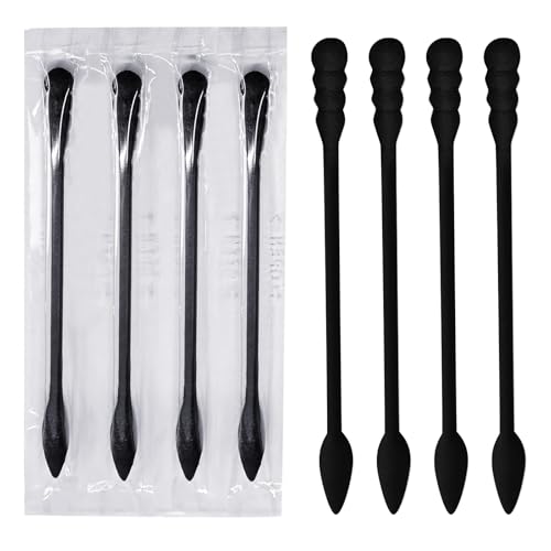 Individually Wrapped Double Tipped Cotton Swabs, Black, Pointed, Spiral, for Ear, Makeup, Clean (200 Count)