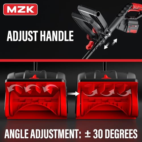 MZK Cordless Snow Shovel, 20V 13-Inch Battery Powered Snow Thrower, Battery Snow Blower with Directional Plate & Adjustable Front Handle(4.0Ah Li-ion Battery & Fast Charger Included) by MZK - Image 7