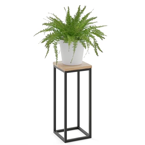 LAMO Manufaktur 50 cm Soporte Esquinero | Plantas de Interior | Múltiples Plantas Marco Negro | 100% Madera Maciza Color: Natural