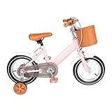 TONFEION Vélo pour enfant de 12 pouces à partir de 2 à 4 ans garçons et filles, vélo pour enfants avec panier et roues stabilisatrices, vélo d'apprentissage d'équilibre et de pédalage, hauteur