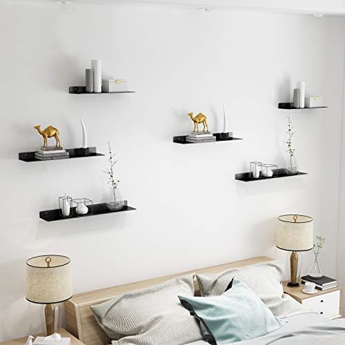 HOME COMPOSER 30cm Black Metal Floating Shelves for Wall, Industrial Modern Wall Mounted Coner Shelves For Bathroom, Heavy Duty Iron Shelves For Display Colletctions