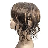 14inch Body Wave Human Hair Bangs Wavy Human Hair Toppers Clip In Hair Fringe Hairpieces Natural Brazilian Remy Hair Extensions (Light Brown)