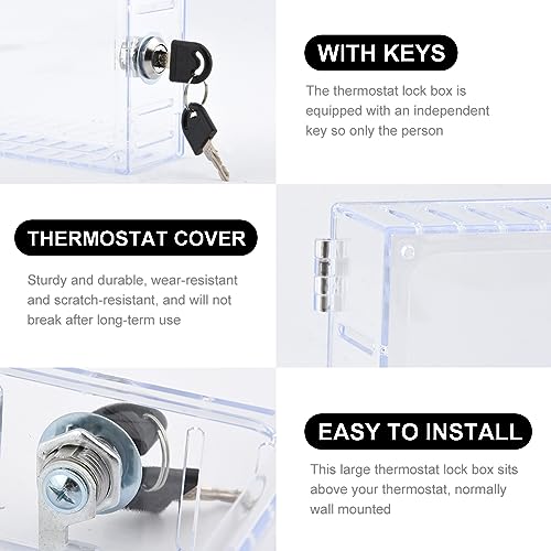 Thermostat Lock Box Cover with Key, Transparent Large Thermostat Lock Box Plastic Cover Guard(transparent) - Thumbnail 5
