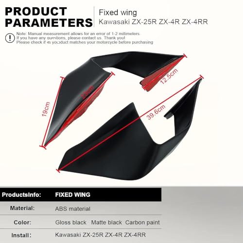 Aileron moto carénage Kawasaki ZX4RR lame de vent fixe bright black - 3