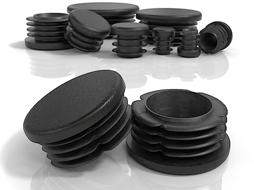 PD Tapones de láminas redondos de 50 mm para tubo redondo (diámetro exterior) | tapas finales de plástico PE | tapones para tubos de 50 mm para la cubierta de tubo de acero, tubo de acero inoxidable y