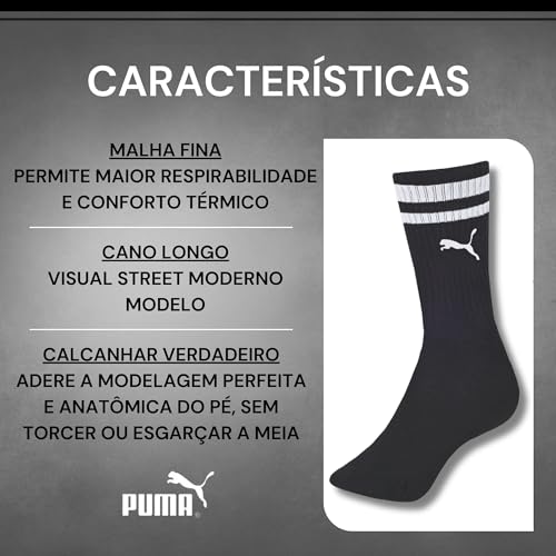 PUMA Kit 04 Pares de Meia Cano Longo Heritage| KIT E | 39-43