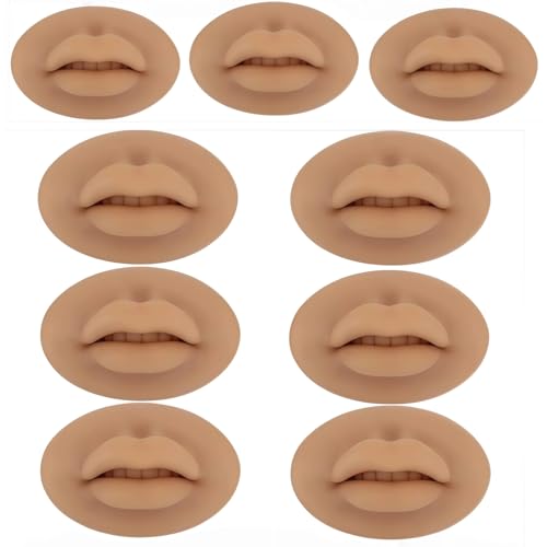Image of Tattoo Fake Lips 9 Pieces 5D Fake Lips, Silicone Lips for Makeup Practice, Soft Tattoo Practice Lips Model for Semi Permanent Make Up Supplies