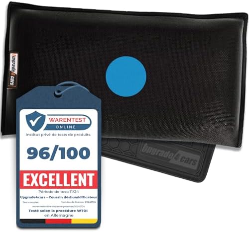 Upgrade4cars Déshumidificateur Voiture Réutilisable 1 Kg | Coussin Anti-Humidité | Sachet Recharge Silice Gel Avec Tapis Antidérapant | Accessoires Interieur