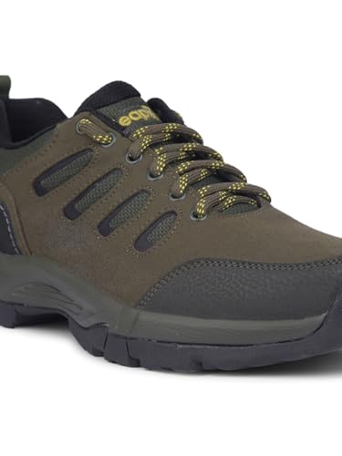 Image of Liberty Leap7x COLUMBO-1E Lacing Men Running Shoes - Dark Grey, Olive Green & Camel | Lightweight Sports Shoes with Comfortable Upper - Cushioned Footbed Suitable for Gym, Marathon, Walking & Outdoor