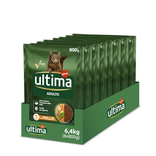 Ultima Adult Pollo – Crocchette per gatti – Confezione da 8 x 800g – Totale 6,4kg