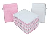 betz 10 guanti da bagno manopola palermo 100% cotone misure 16 x 21 cm colore bianco e rosa