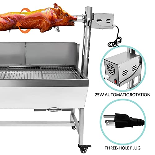 Migoda Stainless Steel Rotisserie Grill With Back Cover Guard, 25W Motor Small Pig Lamb Rotisserie Roaster, 37'' 2 In 1 Bbq Charcoal Rotisserie Grill For Camping Outdoor Kitchen #TOP2