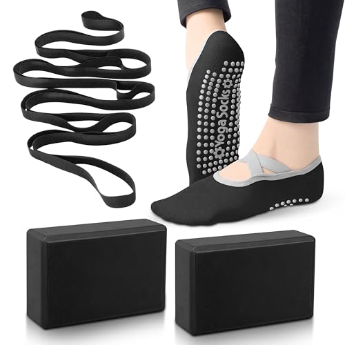 image for facity Pilates & Yoga Kit for Home Workout – 2 Non-Slip Foam Yoga Bl