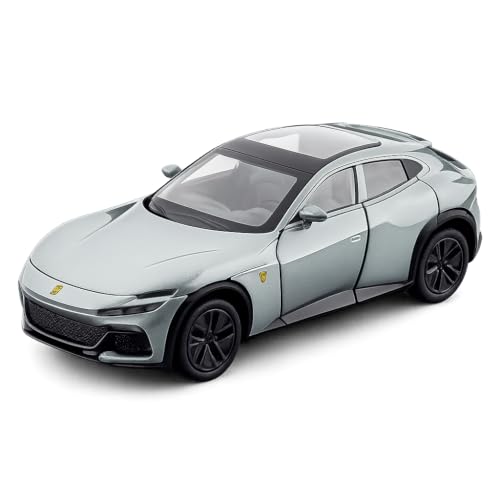 Image of FEXXA 1:32 Scale Ferrari Purosangue SUV Die-Cast Metal Car with Sport car Openable Doors Light and Sound,Pull Back Function Indoor Outdoor Toy for Kids (1.32 Scale-Grey)