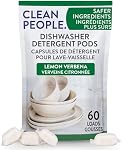 Clean People Tous les pods de lave-vaisselle naturels - Morceaux de graisse & Rinses Sparkling Clean - Sans résidus - Brosses à vaisselle sans phosphate - Lemon, paquet de 60