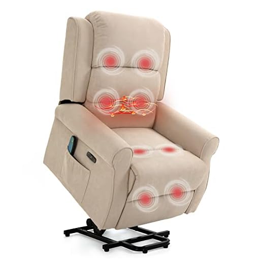 AVAWING Large Electric Power Lift Recliner Chair with Massage and Heat, Dual Motor Fabric Sleeping Lay Flat Recliner for Elderly with 3 Positions, USB Port, 2 Side Pockets for Home Living Room,Beige