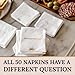 50Pcs Conversation Starter Luncheon Napkins - Get to Know Family & Friends Better with Fun & Meaningful Talk - Great for Family Dinner, Adult Birthday Parties, Brunch, White Bar Napkins - Convokins