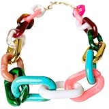 Link Necklace - Resin Acrylic Necklace - Chunky Statement Link Chain Necklace (Mix)