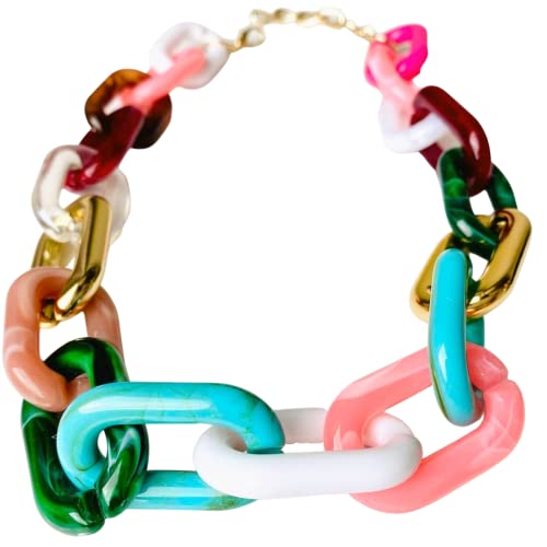 Link Necklace - Resin Acrylic Necklace - Chunky Statement Link Chain Necklace (Mix) #TOP3