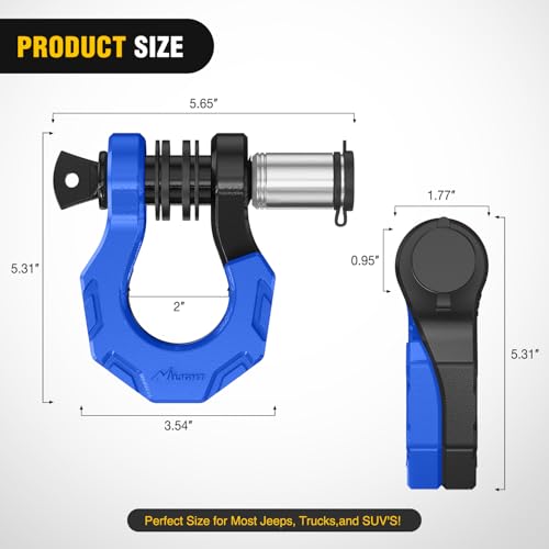 Image of Nilight 2 Pack 3 /4 inch D-Ring Separate Shackle with 7 /8 inch Lock Pin 45,000 lbs Break Strength, Off Road Recovery Shackle with Isolators Washers for Use with Tow Strap, Winch, Truck Vehicle (Black&Blue)