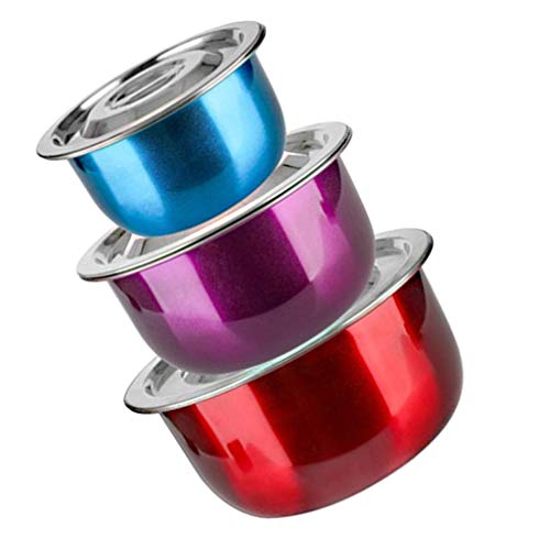 Cabilock 3 peças de tigela de aço inoxidável para misturar, tigelas para servir, recipiente de alime