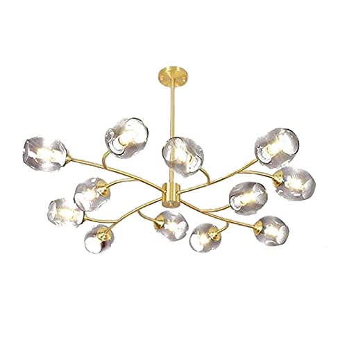 Lustre en verre bleu moderne à 9 lumières E27 et métal gris pour votre plafond