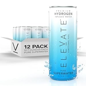 ELEVATE Hydrogen Water (12 pack) Highest Hydrogen Infused Water For Recovery, Energy, Hydration, Focus, and Endurance. 3-5 ppm Molecular Hydrogen Gas, -650 ORP (Oxidation Reduction Potential).