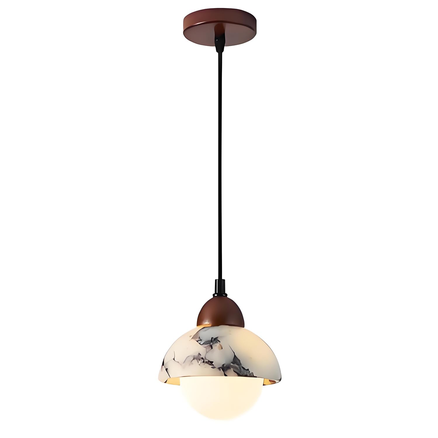 Nowoczesna okrągła lampa wisząca z kamienia naturalnego na wyspę kuchenną, nordycki marmur lampa sufitowa z regulacją wysokości, na podjazd, farmę, kuchnię, sypialnię, salo