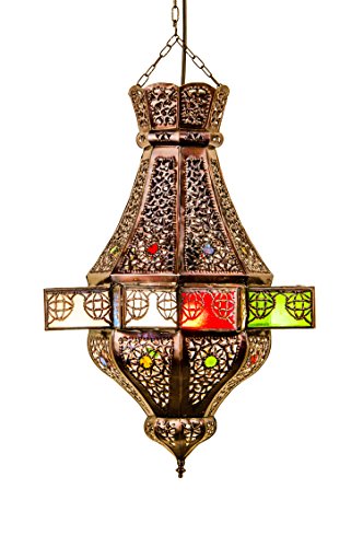 Orientalische Lampe Pendelleuchte Bunt Alem 50cm E27 Lampenfassung | Marokkanische Design Hängeleuchte Leuchte aus… – Bild 3