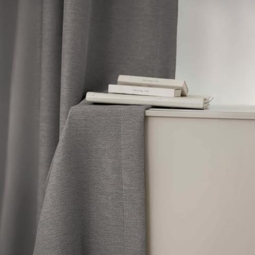 Image of LINENWALAS 100% Blackout Curtains for Long Door (10 Feet) - Set of 2 Panels Rich Linen Texture Complete Light Panels, Thermal Insulated & Noise Reducing Room Darkening Curtains (Graphite Grey)