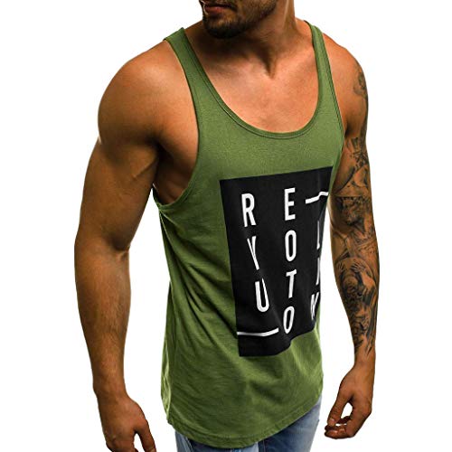 Fannyfuny camiseta sin Mangas Camisetas para Hombre Sin Manga Tirantes Camiseta Deportiva Top Chaleco de Deportes Fitness Moda Impresos Transpirables Jogging Sudadera Cómodo