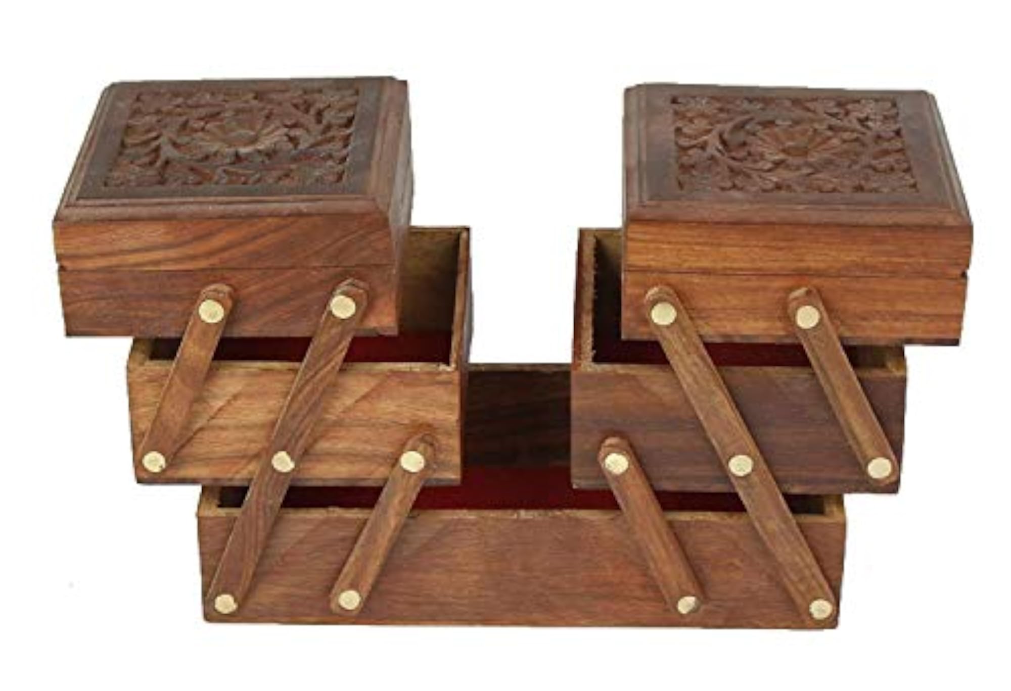 Handcrafted Wooden Jewellery Box with Brass Inlay