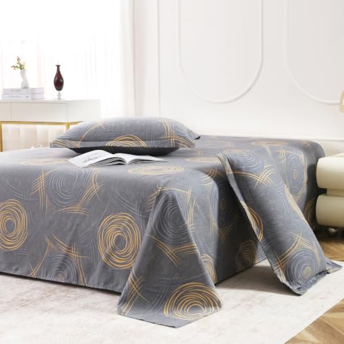 Image of Dew Cotton Bedsheet for Double Bed 160 TC 250 x 225 CM, Grey | Soft Lightweight Microfiber Bedsheet with 2 Pillow Covers, King Size 250 x 225 cm, Wrinkle Resistant & Easy Care Bedding