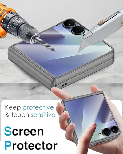 Image of Kapa Ultra Thin Back Cover for Galaxy Z Flip7 / Z Flip 7 | with [Magnetic Hinge Protection] and Inbuilt Glass Window Protection (Grey)