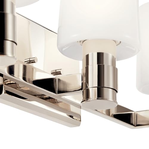 Image of Kichler Adani 3-Light Bathroom Vanity Light Fixture, Modern 24 inch Vanity Light with Opal Glass in Polished Nickel for Bathroom or Powder Room (8.25 inch x 24 inch), 55176PN