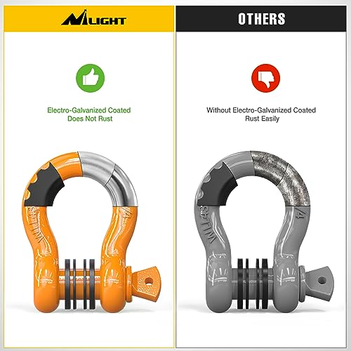 Image of Nilight 2 Pack 3 /4 inch D-Ring Shackle with 7 /8 inch Screw Pin 41,887lbs Break Strength, Heavy Duty Off Road Recovery Shackle with Isolators Washers for Use with Tow Strap, Winch, Off-Road Truck Vehicle