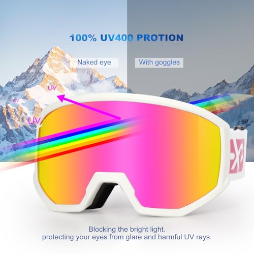EXP VISION Ski/Snowboard Goggles, Anti-Fog Snow Goggles for Men & Women - Perfect for Skiing, Snowboarding & Winter Sports - Thumbnail 3