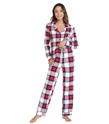 Image of WiWi Viscose from Bamboo Women's Pajamas Set Super Soft Button Down Top and Pants Sleepwear Cooling Pjs S-3X